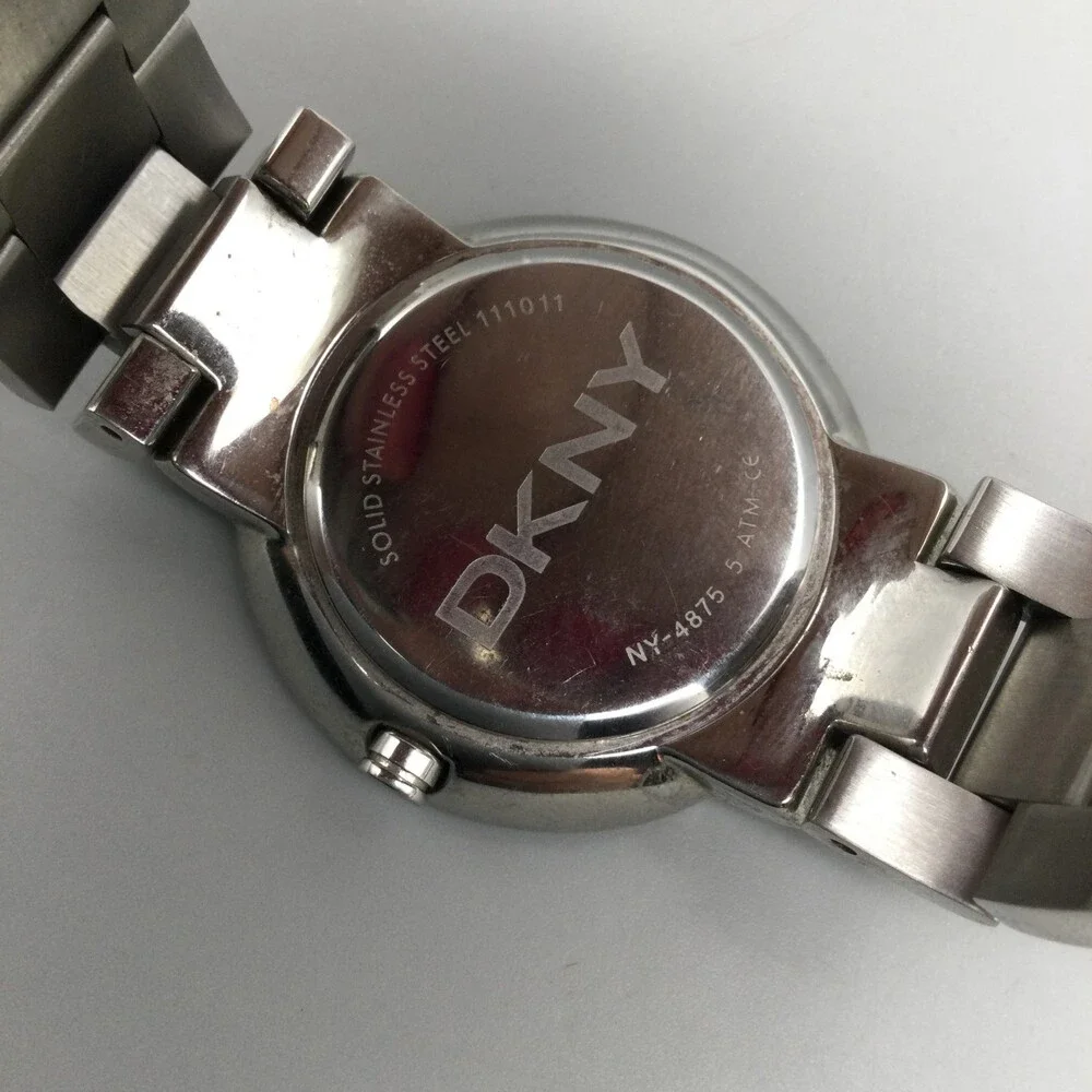 DKNY Womens Watch 36mm White Dial Silver Tone Stainless NY-4815 New Battery 6.5